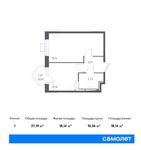 Планировка 1-комнатной квартиры, 37,19 м2