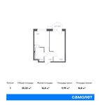 Планировка 1-комнатной квартиры, 35,32 м2