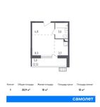 Планировка квартиры студии, 22,9 м2