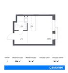 Планировка квартиры студии, 23,6 м2