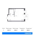 Планировка квартиры студии, 25,97 м2