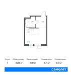Планировка квартиры студии, 26,35 м2