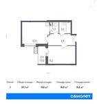 Планировка 1-комнатной квартиры, 37,1 м2