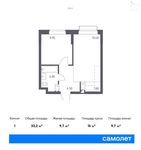 Планировка 1-комнатной квартиры, 33,2 м2