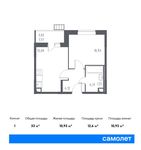 Планировка 1-комнатной квартиры, 33 м2