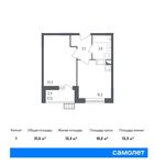 Планировка 1-комнатной квартиры, 31,5 м2