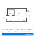 Планировка квартиры студии, 22,6 м2