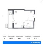 Планировка квартиры студии, 24,2 м2