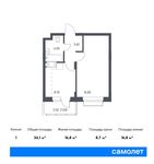 Планировка 1-комнатной квартиры, 34,1 м2