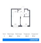 Планировка 1-комнатной квартиры, 35,32 м2