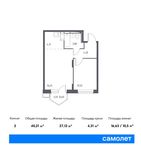 Планировка 2-комнатной квартиры, 40 м2