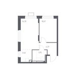 Планировка 2-комнатной квартиры, 36,6 м2