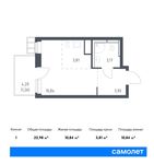 Планировка квартиры студии, 22,98 м2