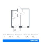 Планировка 1-комнатной квартиры, 35,17 м2