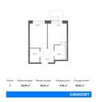 Планировка 1-комнатной квартиры, 32,39 м2