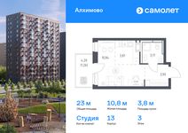 Планировка квартиры студии, 23 м2
