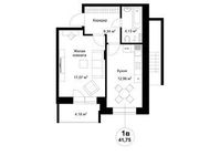 Планировка 1-комнатной квартиры, 45,7 м2