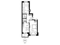 Планировка 2-комнатной квартиры, 58,98 м2