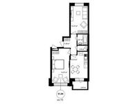 Планировка 2-комнатной квартиры, 59,63 м2