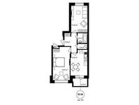 Планировка 2-комнатной квартиры, 61 м2