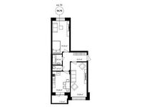 Планировка 2-комнатной квартиры, 61,6 м2