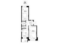 Планировка 2-комнатной квартиры, 57 м2