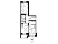 Планировка 2-комнатной квартиры, 62,45 м2