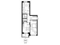 Планировка 2-комнатной квартиры, 63,5 м2