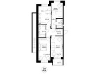 Планировка 3-комнатной квартиры, 77,78 м2
