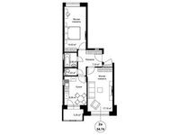 Планировка 3-комнатной квартиры, 77,93 м2
