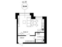 Планировка квартиры студии, 30,44 м2
