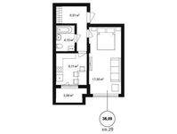 Планировка 1-комнатной квартиры, 54,92 м2
