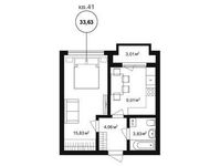 Планировка 1-комнатной квартиры, 35,75 м2