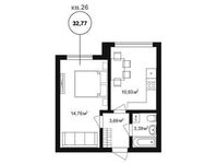Планировка 1-комнатной квартиры, 32,78 м2
