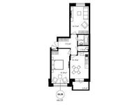 Планировка 2-комнатной квартиры, 64,32 м2