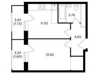 Планировка 1-комнатной квартиры, 35,85 м2