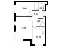 Планировка 2-комнатной квартиры, 51,3 м2