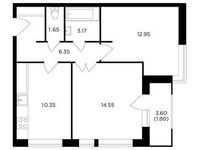 Планировка 2-комнатной квартиры, 50,82 м2