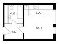 Планировка квартиры студии, 23,63 м2