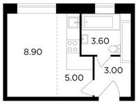 Планировка 1-комнатной квартиры, 20,5 м2