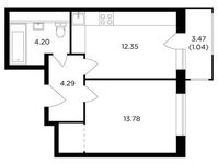 Планировка 1-комнатной квартиры, 35,66 м2
