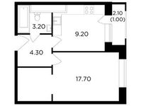 Планировка 1-комнатной квартиры, 35,4 м2