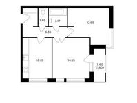Планировка 2-комнатной квартиры, 50,82 м2