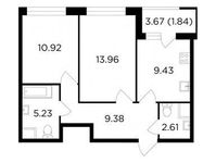 Планировка 2-комнатной квартиры, 53,32 м2
