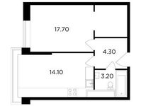Планировка 1-комнатной квартиры, 39,3 м2