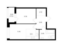 Планировка 2-комнатной квартиры, 43,64 м2