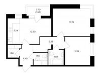 Планировка 3-комнатной квартиры, 67,62 м2