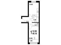 Планировка 1-комнатной квартиры, 40,1 м2
