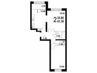 Планировка 2-комнатной квартиры, 61,3 м2