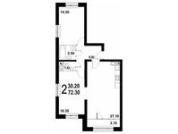 Планировка 2-комнатной квартиры, 72,3 м2